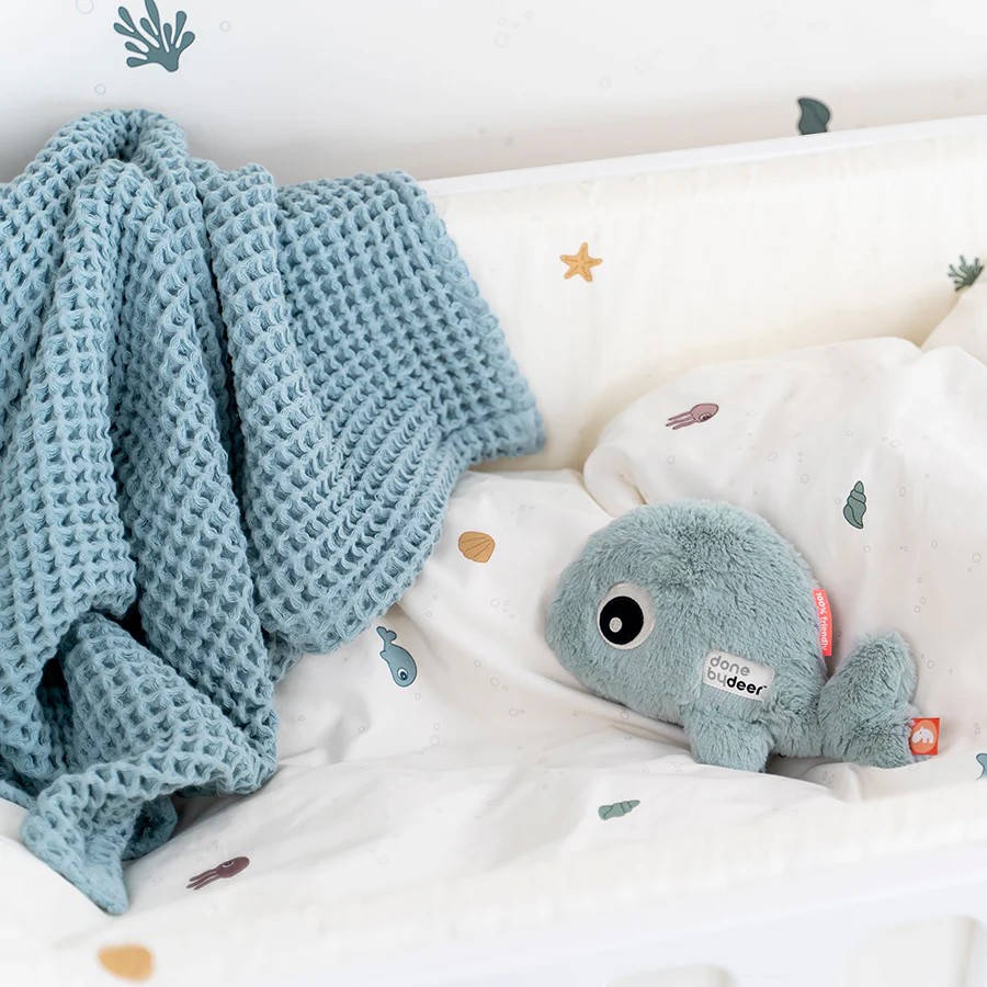 DoneByDeer Waffle Blanket Azul