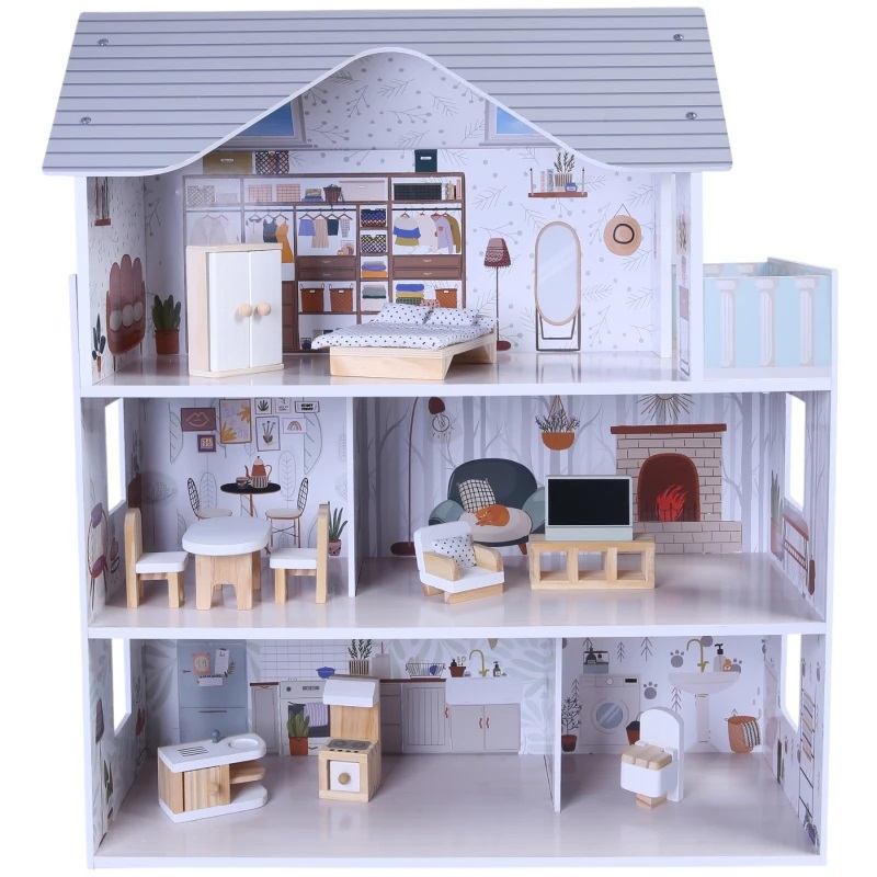 Edu Fun Casita de Muñecas Extra Grande (11 MUEBLES)